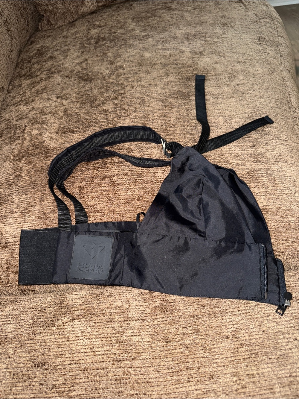 Prada Black Re-Nylon Triangle Bralette
